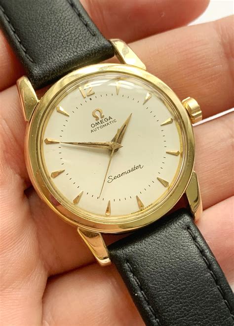 omega seamaster gold watch|omega seamaster automatic gold plated.